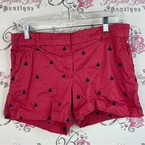 British Khaki shorts embroidered sailing ⛵️ Red Sailboat Print Women's Shorts